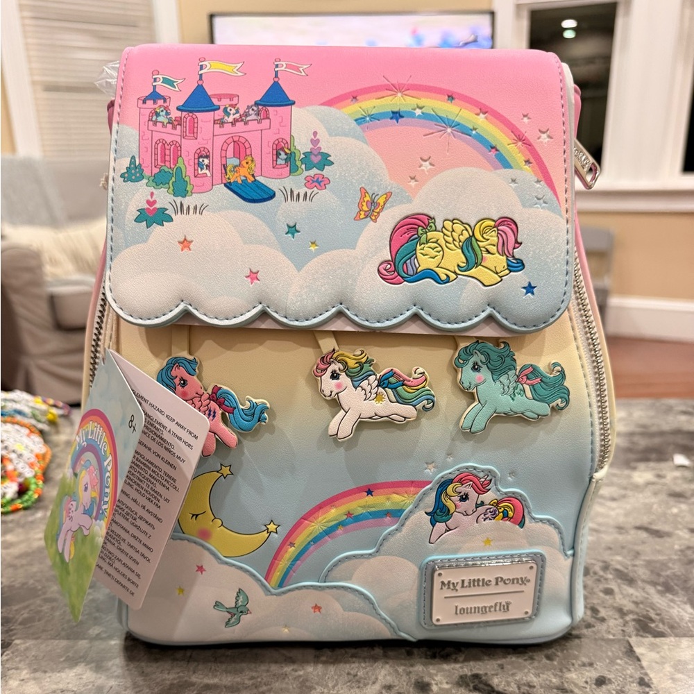 Loungefly My Little Pony Mini Backpack with Pink and Blue Design